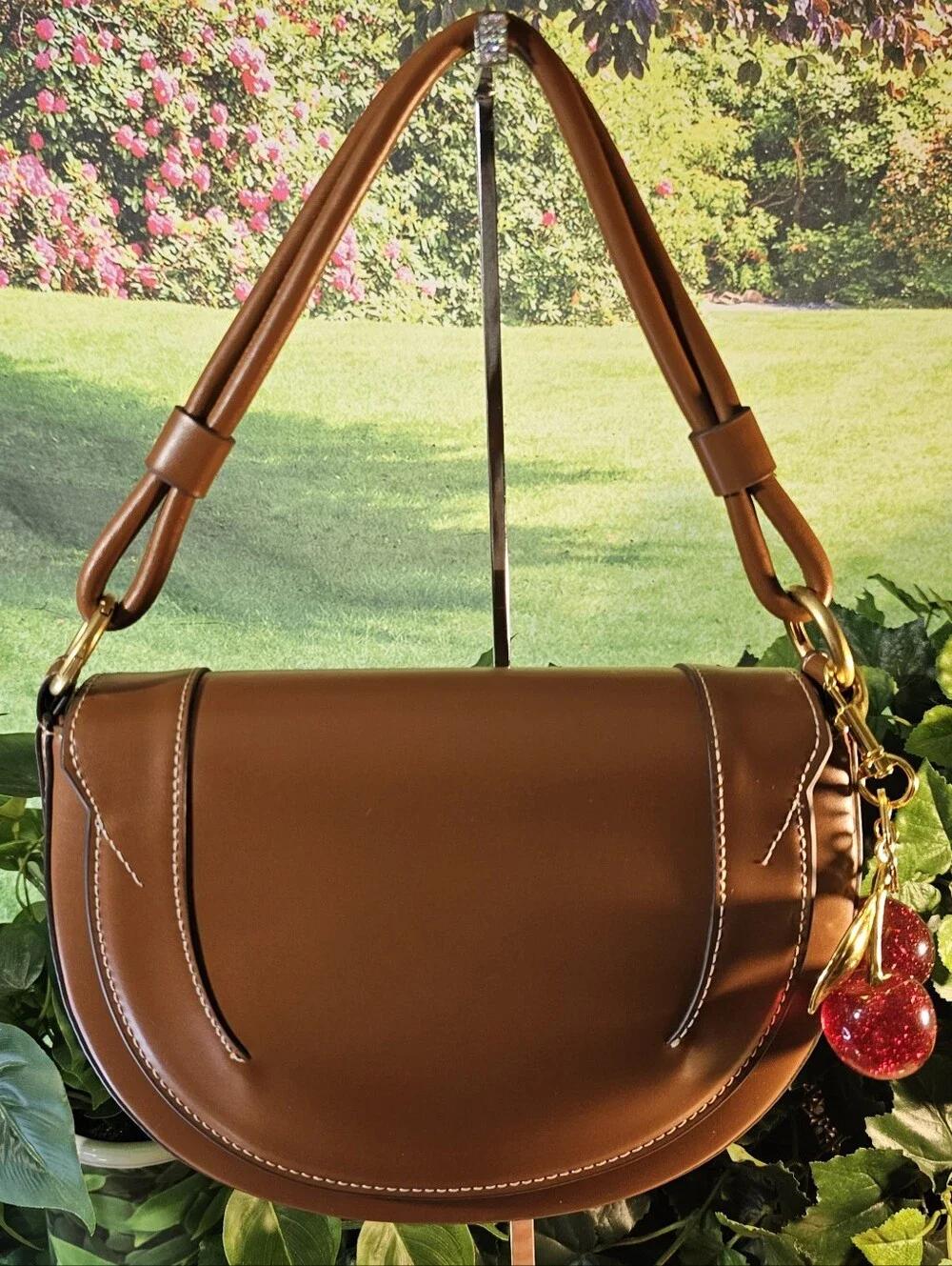 ZARA Brown Structured Saddle Bag Faux Leather 3 Straps NWOT